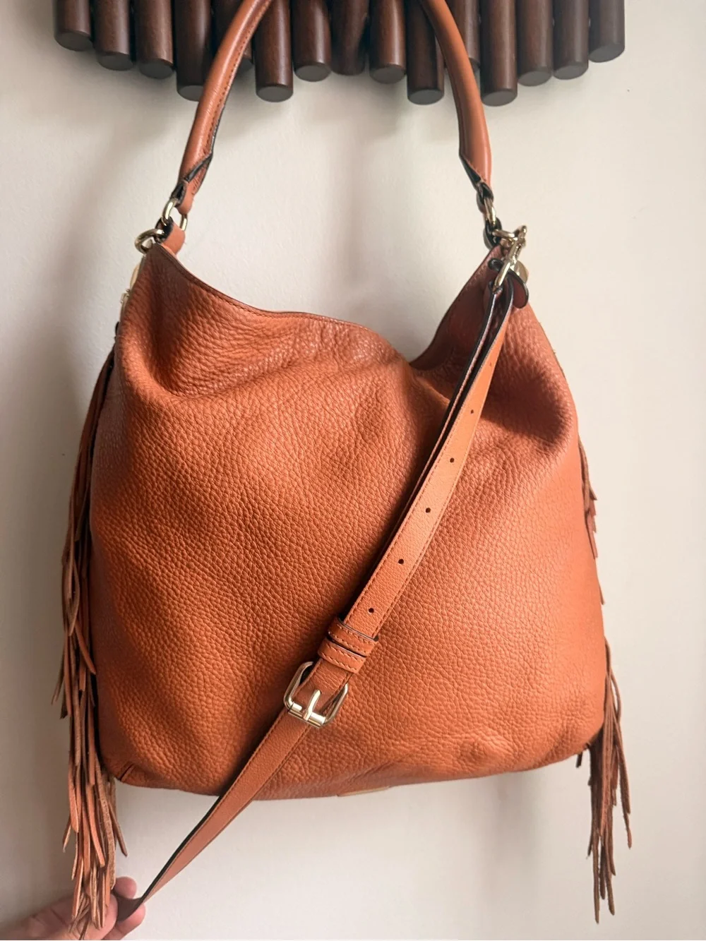 Rebecca Minkoff Orange Leather Fringe Hobo